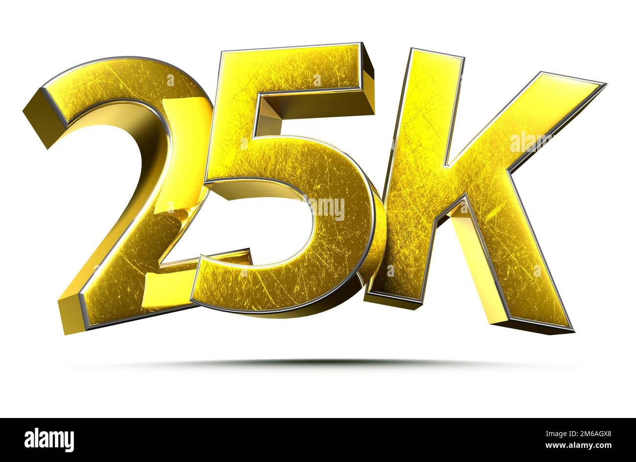 25K Gold 3D illustration on white background have work path. Advertising signs. Product design. Product sales. Stock Photo