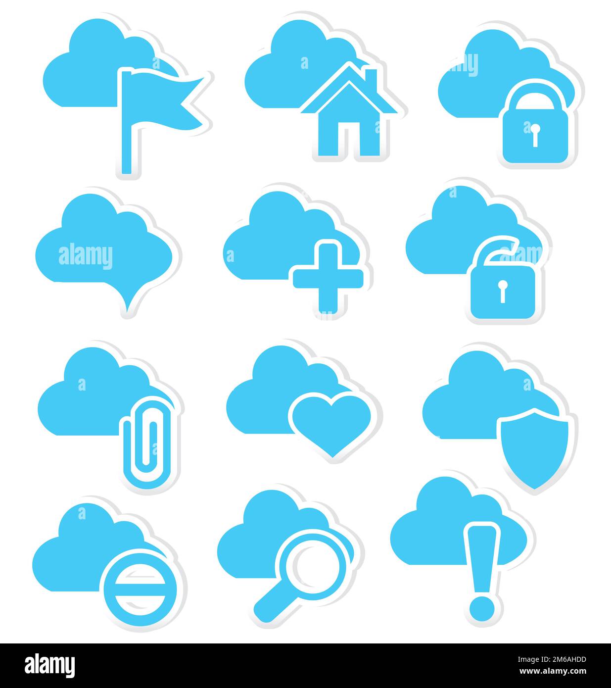 Cloud icon set web Stock Photo