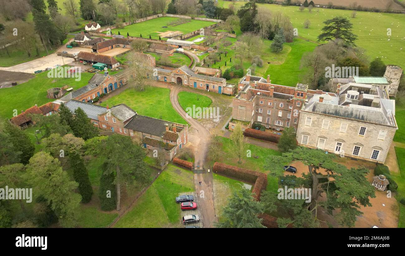 An aerial view of the historic Claydon House in the Aylesbury Vale