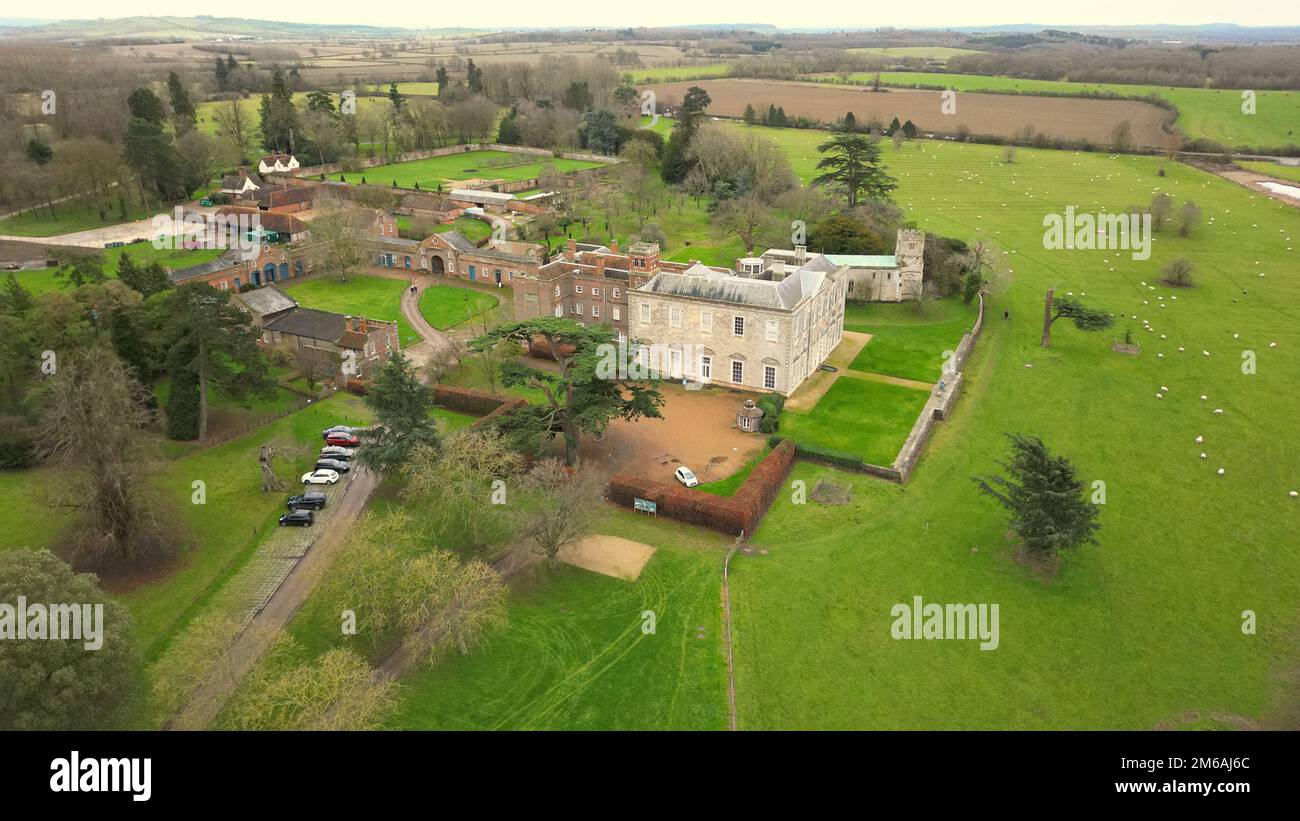An aerial view of the historic Claydon House in the Aylesbury Vale