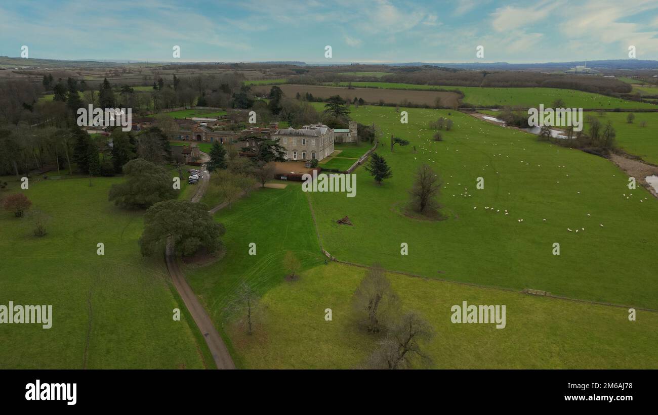 An aerial view of the historic Claydon House in the Aylesbury Vale