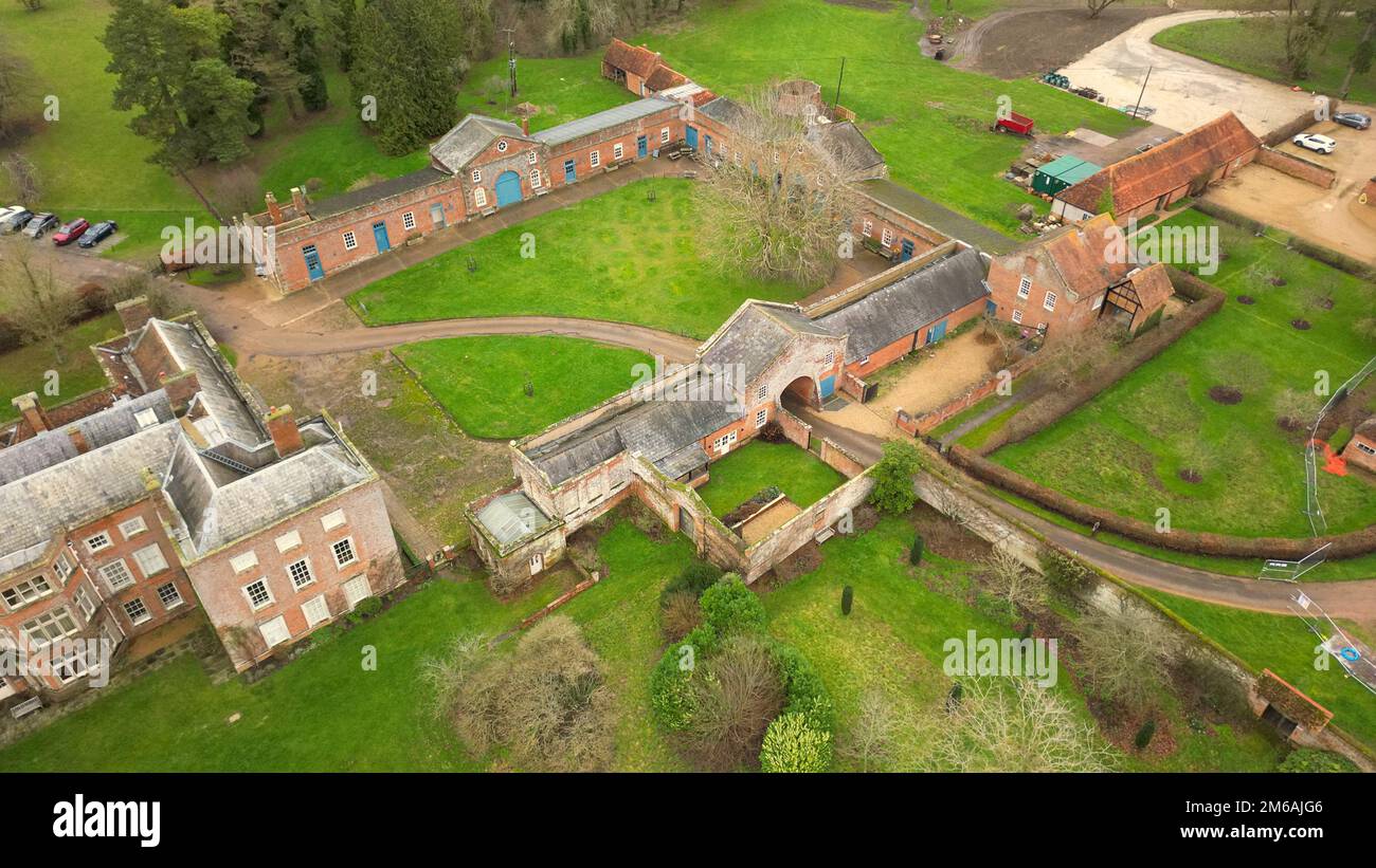 An aerial view of the historic Claydon House in the Aylesbury Vale