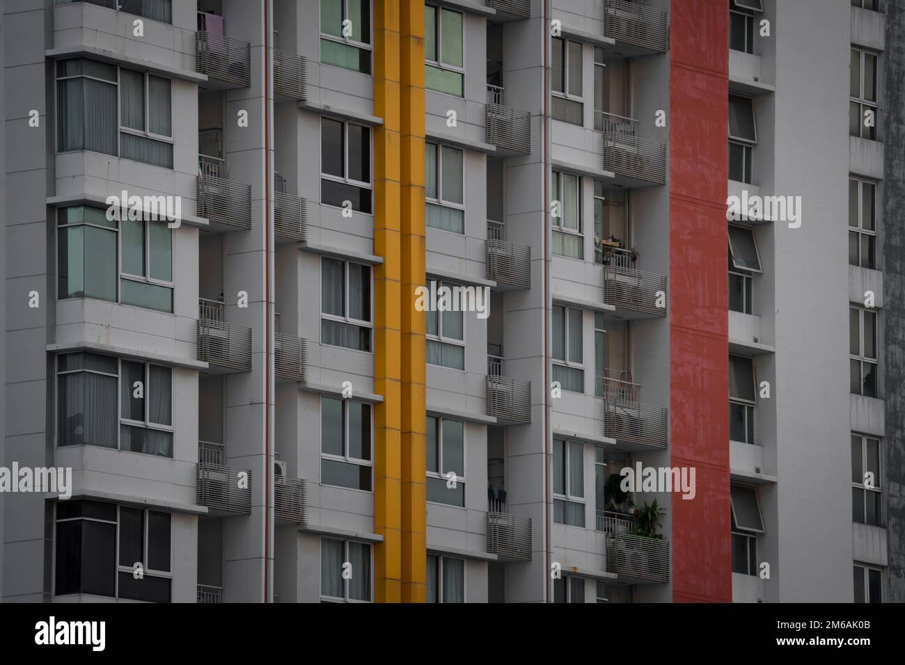 Old Concrete facade of High Rise Apartment Buildings in City Stock ...