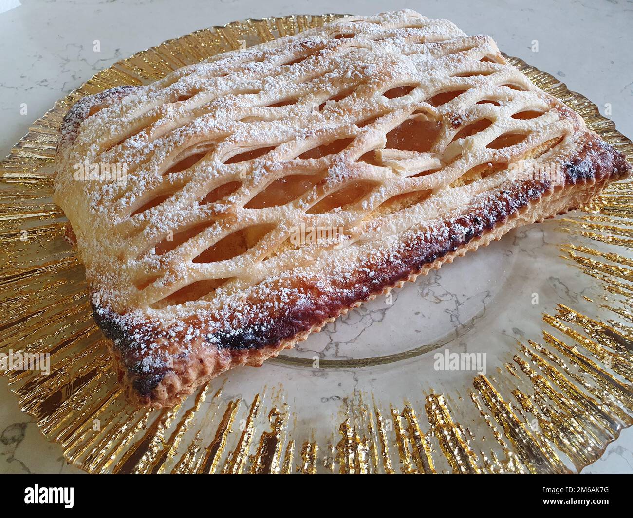 puff pastry cake with apricot jam Stock Photo Alamy