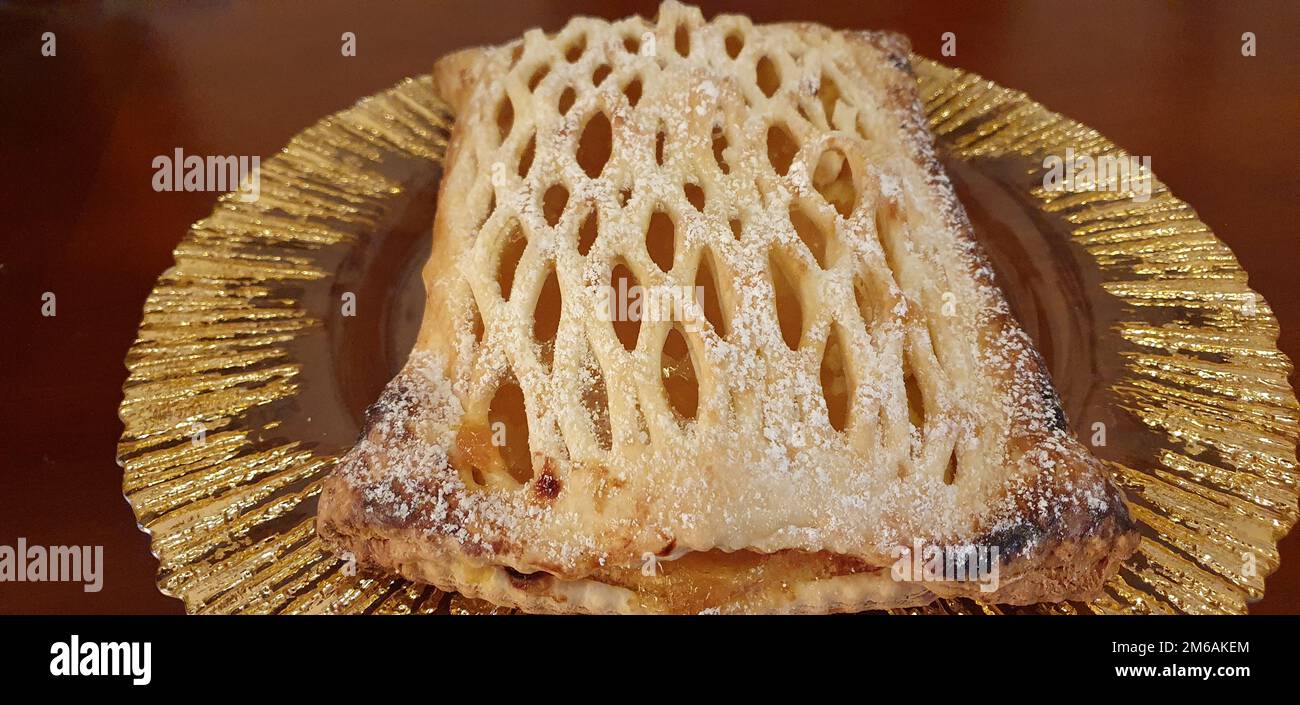 puff pastry cake with apricot jam Stock Photo Alamy