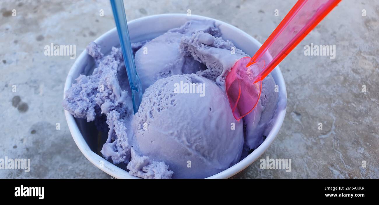 lavender ice cream, a delicacy to be savored Stock Photo