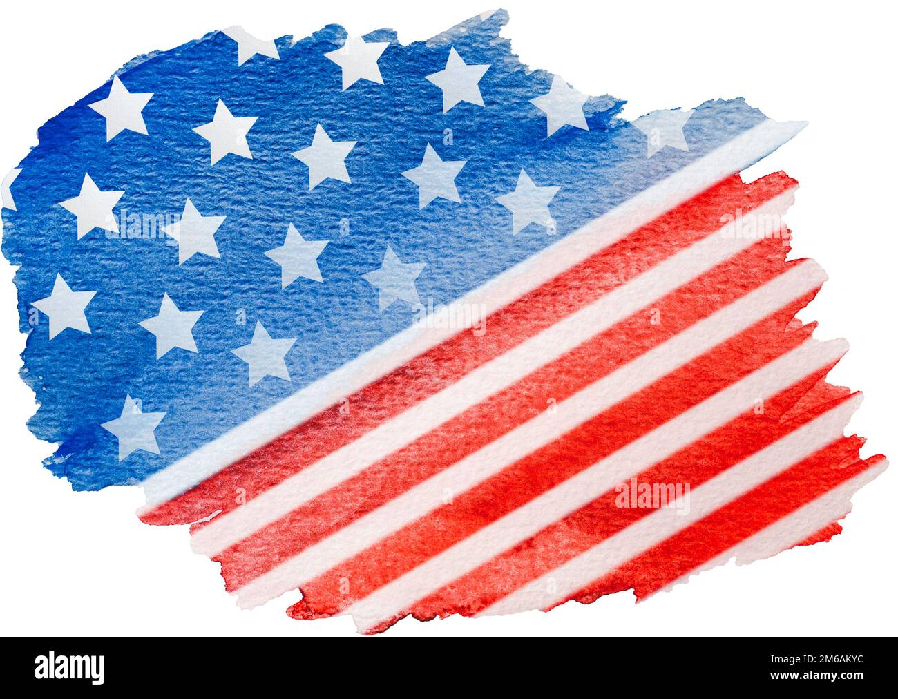 Bright, beautiful watercolor drawing of the American Flag. Greeting