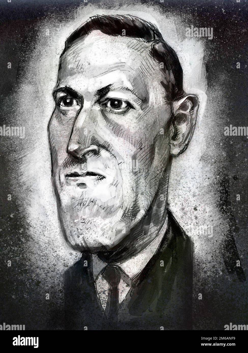 Art illustration of Howard Phillips Lovecraft ( H. P. Lovecraft) American writer of weird, science, fantasy, &horror fiction Stock Photo
