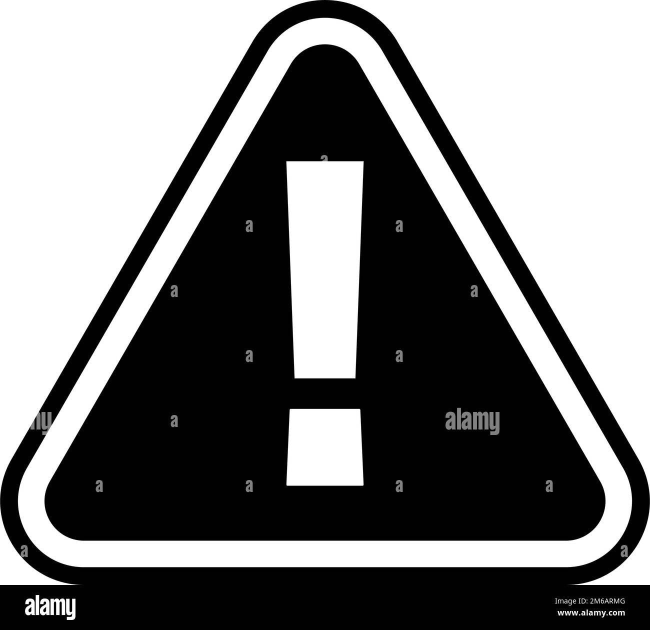 Triangular warning symbol. Silhouette icon of exclamation. Caution or danger. Editable vector. Stock Vector