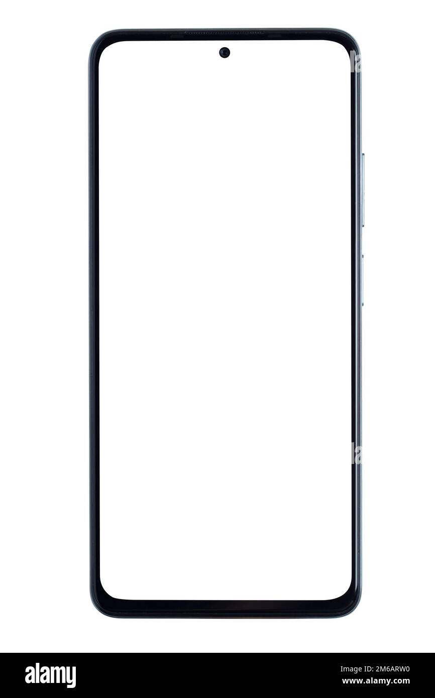 black smart phone with blank screen isolated on white background Stock ...
