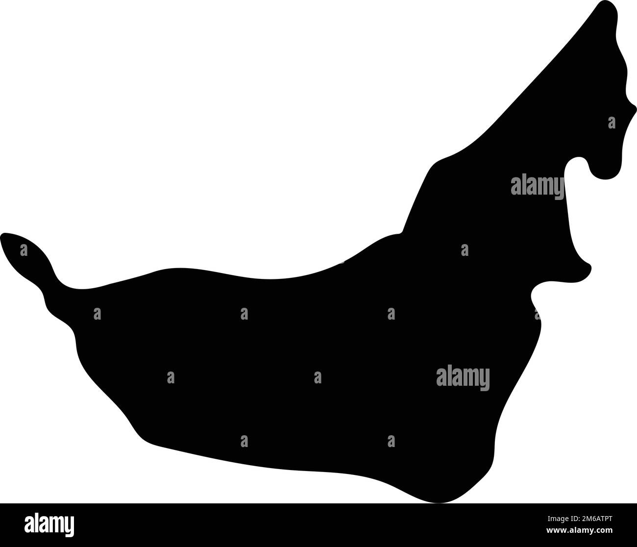 Silhouette map of the United Arab Emirates. Editable vector. Stock Vector