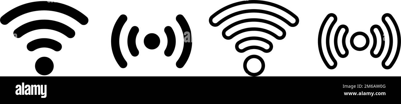 Simple icon set for Wi-Fi and radio waves. Internet communication icons. Editable vector. Stock Vector