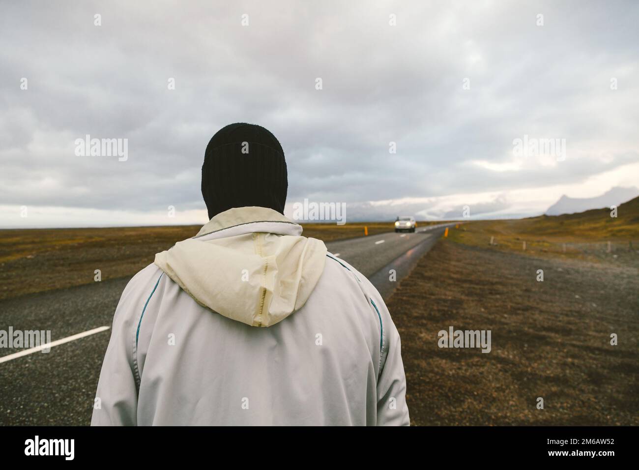 The man with no face hitch hiking stock photo alamy