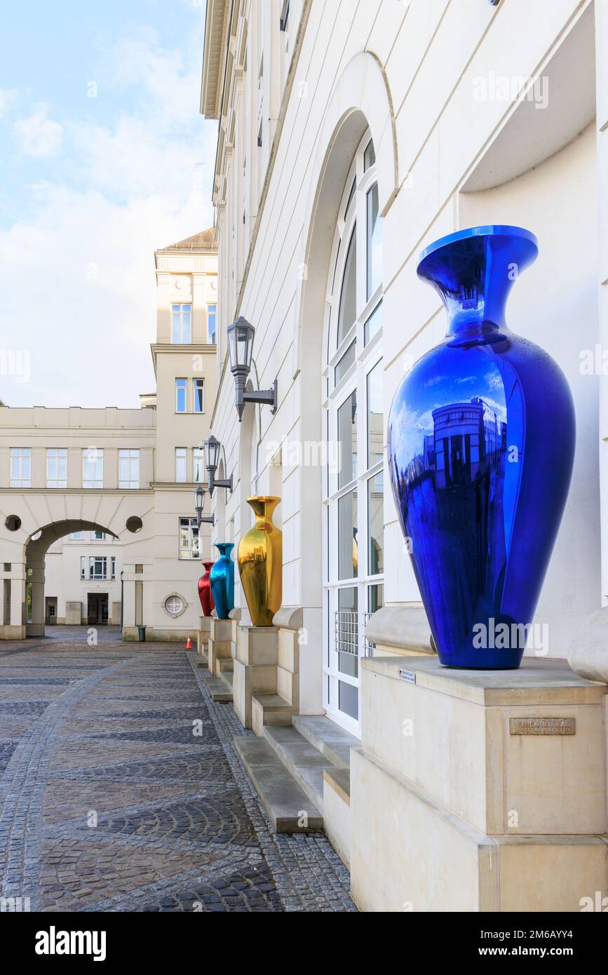 Luxembourg stadt, Luxembourg Ocotber 1, 2022 Colorful vases in front