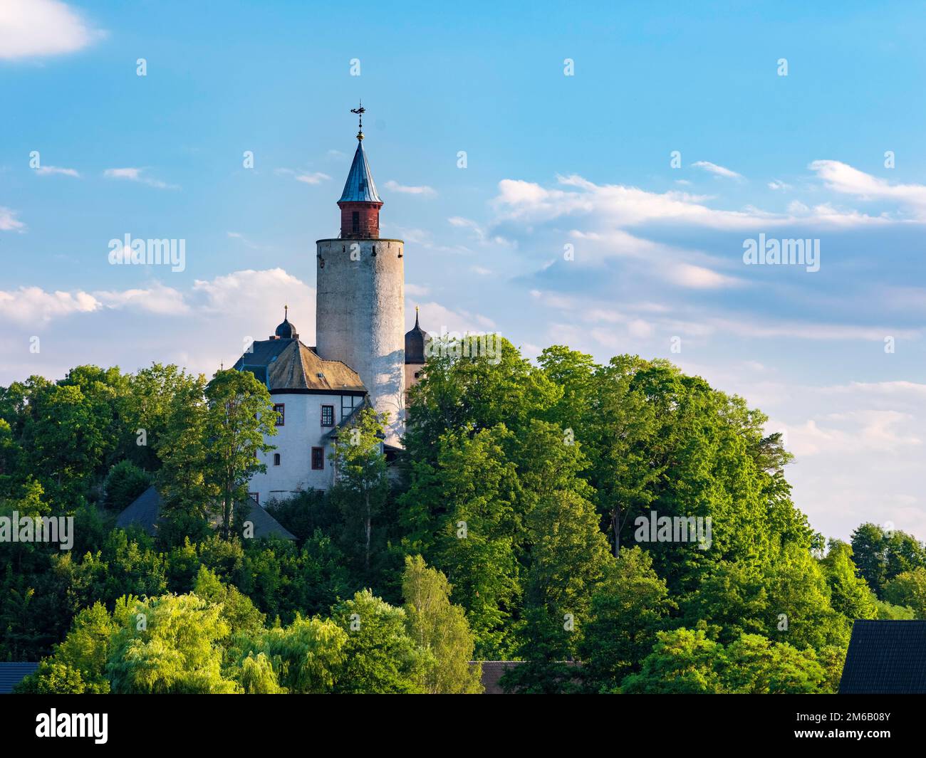 Posterstein Castle in the evening light, Posterstein, Altenburger Land, Thuringia, Germany Stock Photo