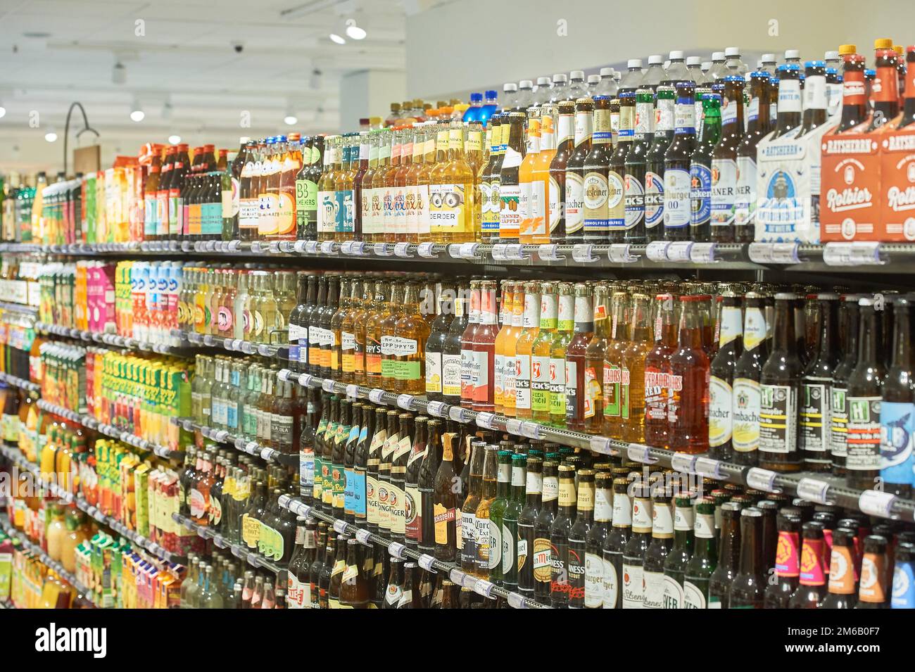 Spirits department with various types of beer, Edeka Niemerszein