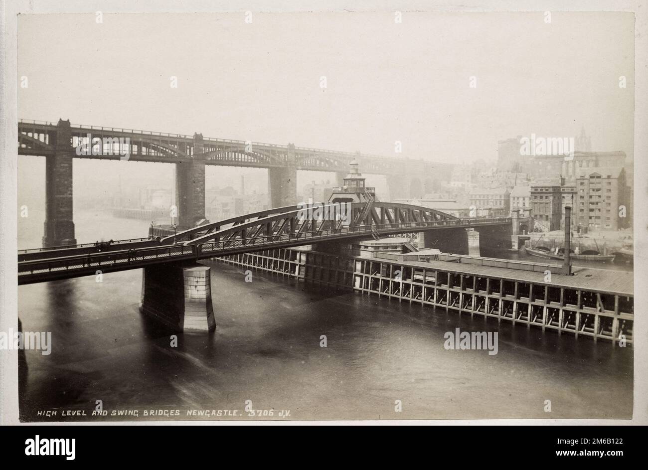 High level and swing bridges, Newcastle upon Tyne Stock Photo