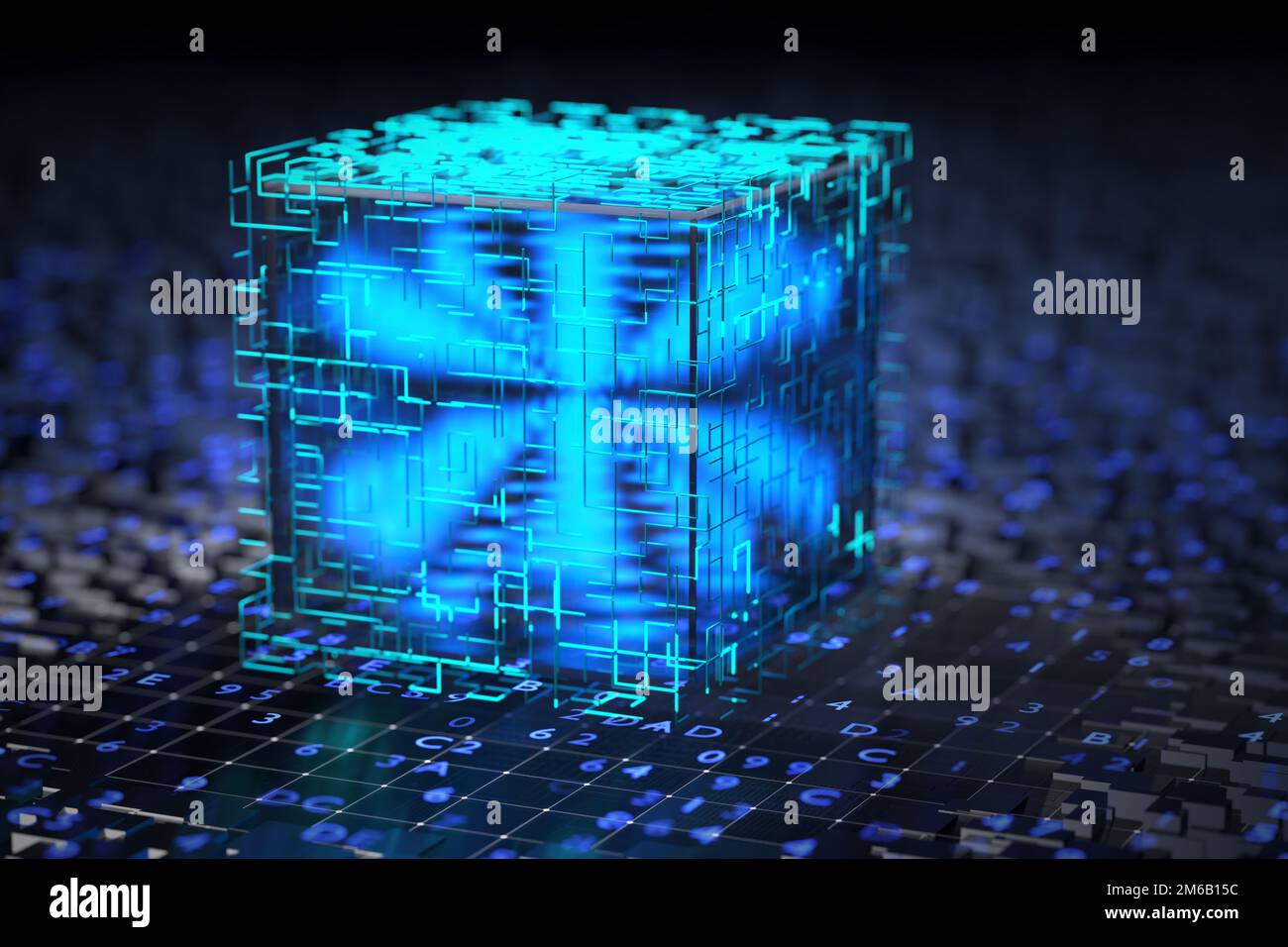 Quantum processor in the global computer network. 3d render Stock Photo ...