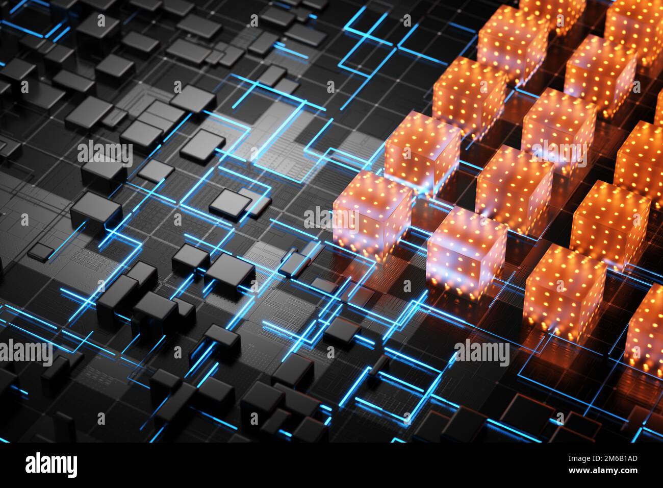 concept of a quantum processor. Big data concept. 3d render Stock Photo ...