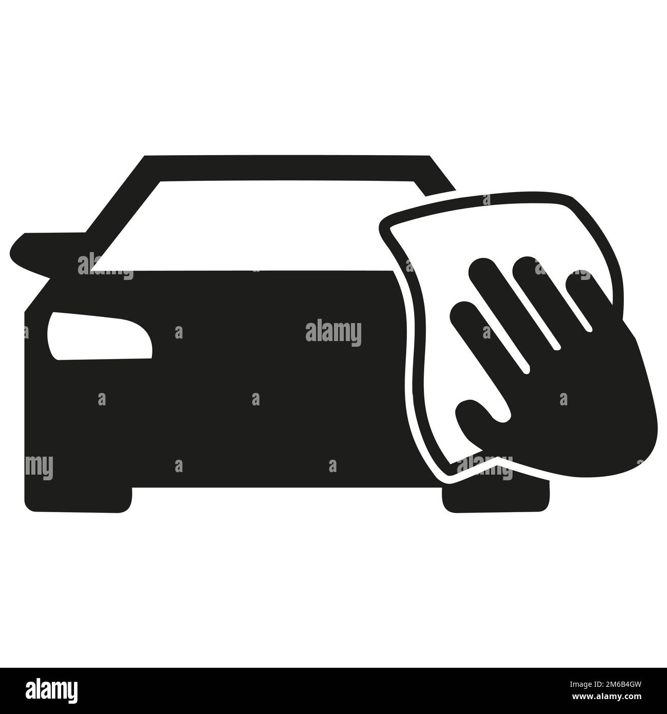 Car wash icon with hand wash and sponge flat design black, vector. Car care and detailing Stock Vector