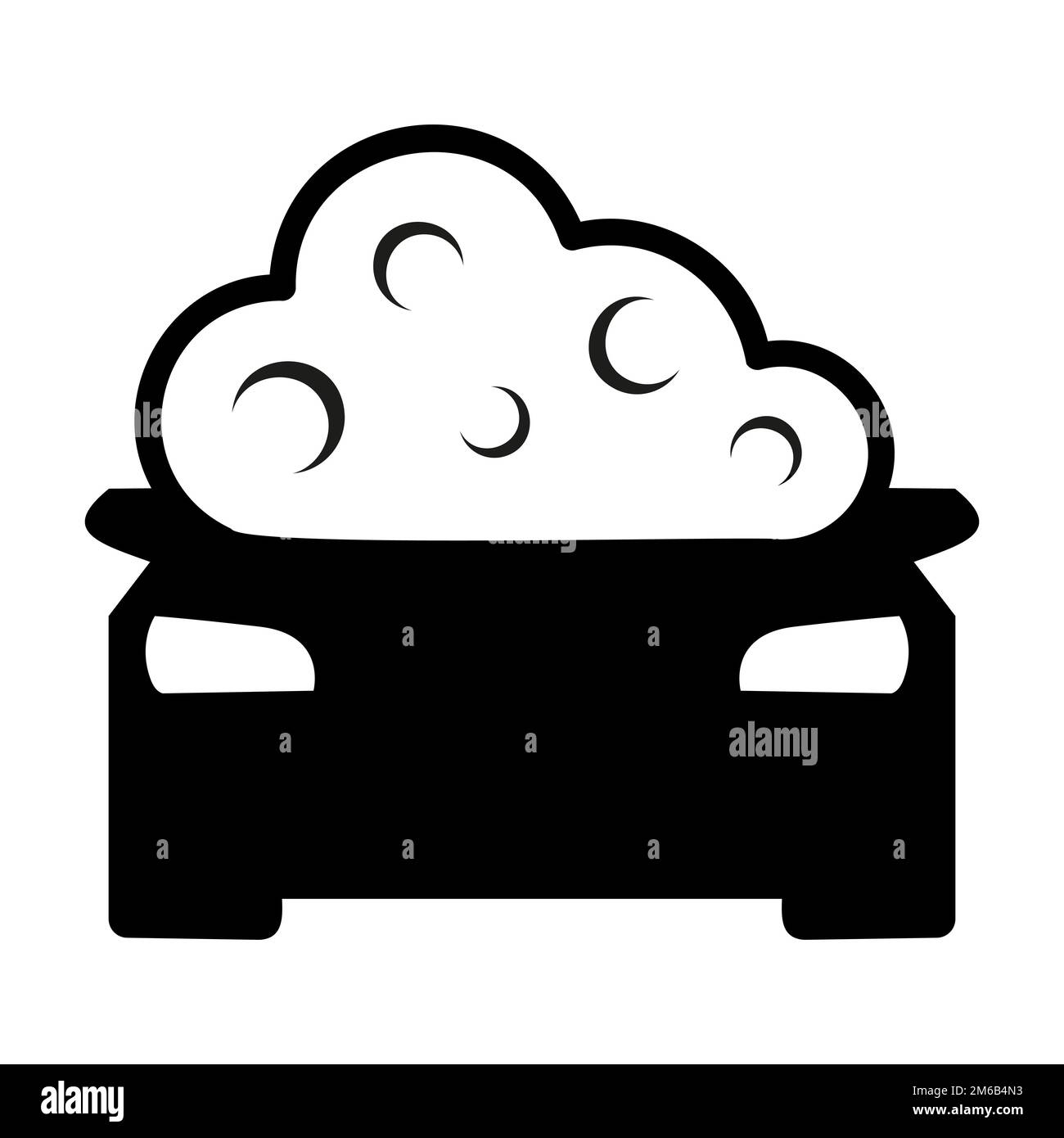 Car wash icon black with bubble flat design vector. Car care and detailing Stock Vector