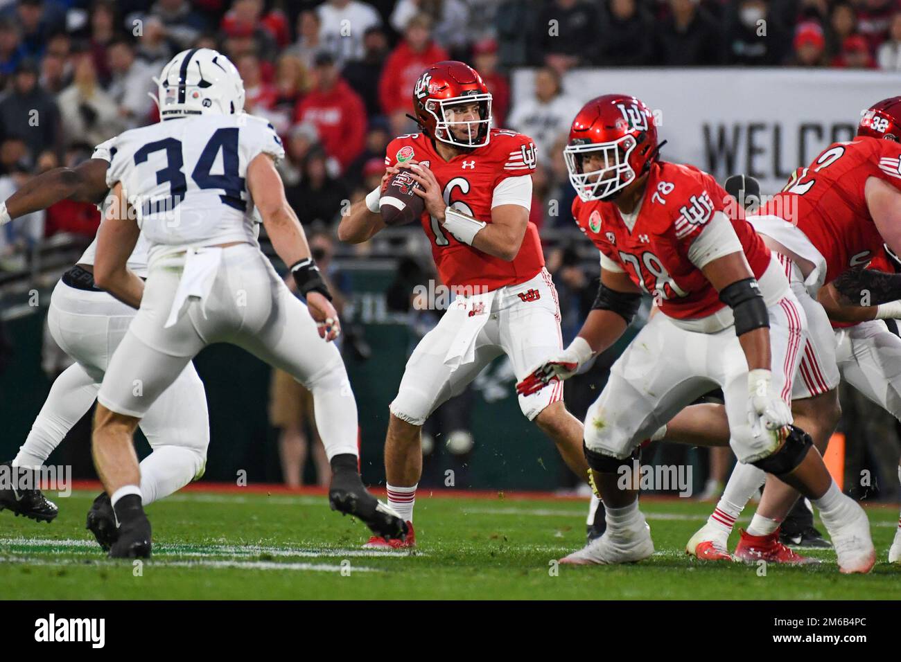 Utah Utes quarterback Bryson Barnes (16) during the Rose Bowl game