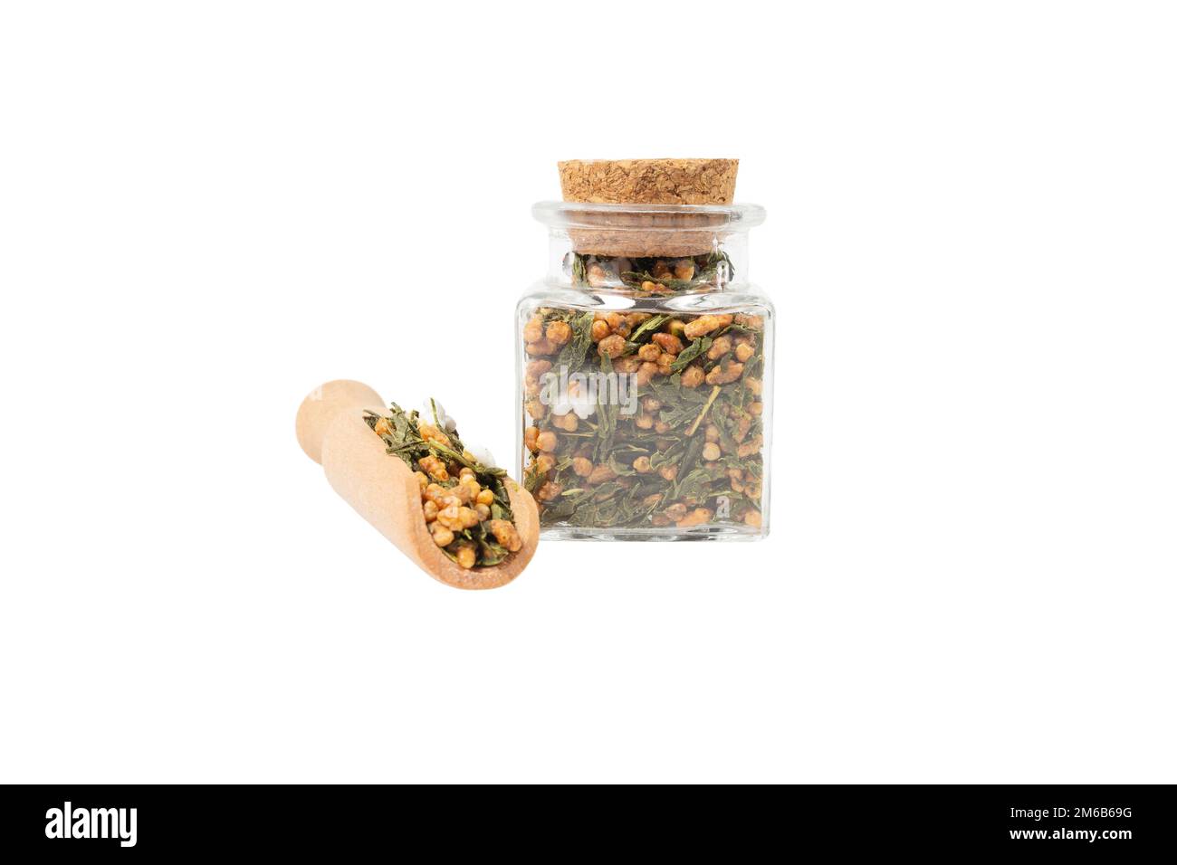 Green tea Japanese Genmaicha. Green tea mixed with roasted popped brown ...