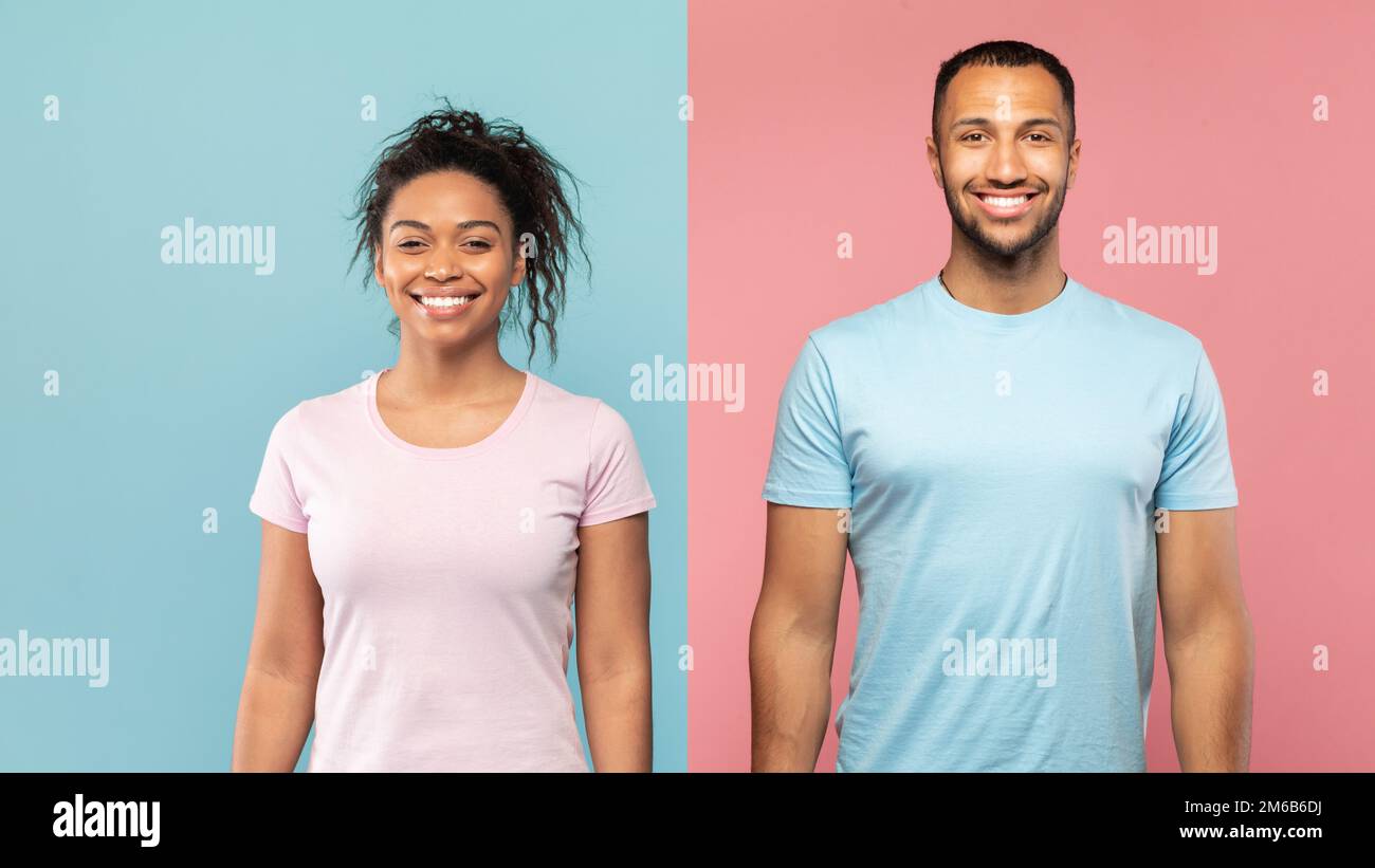 Portrait of happy african american couple looking at camera and smiling ...