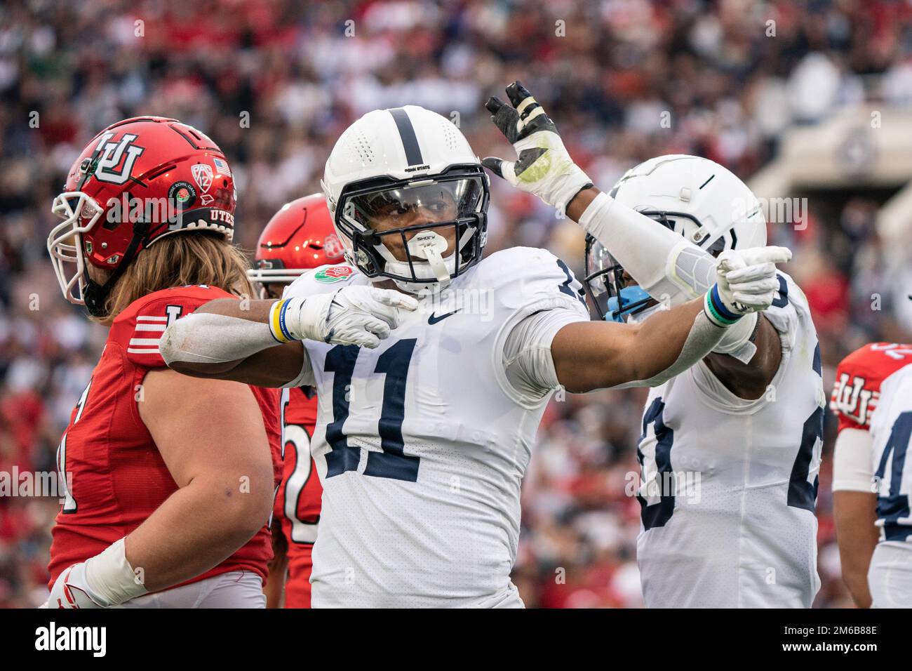 Penn State Nittany Lions linebacker Abdul Carter (11) celebrates during