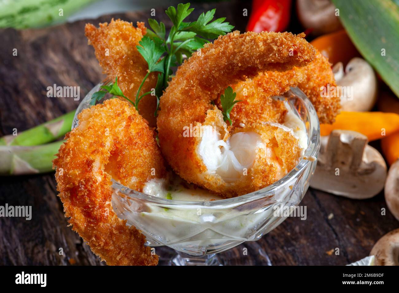 Breaded shrimp and tartar sauce Stock Photo Alamy