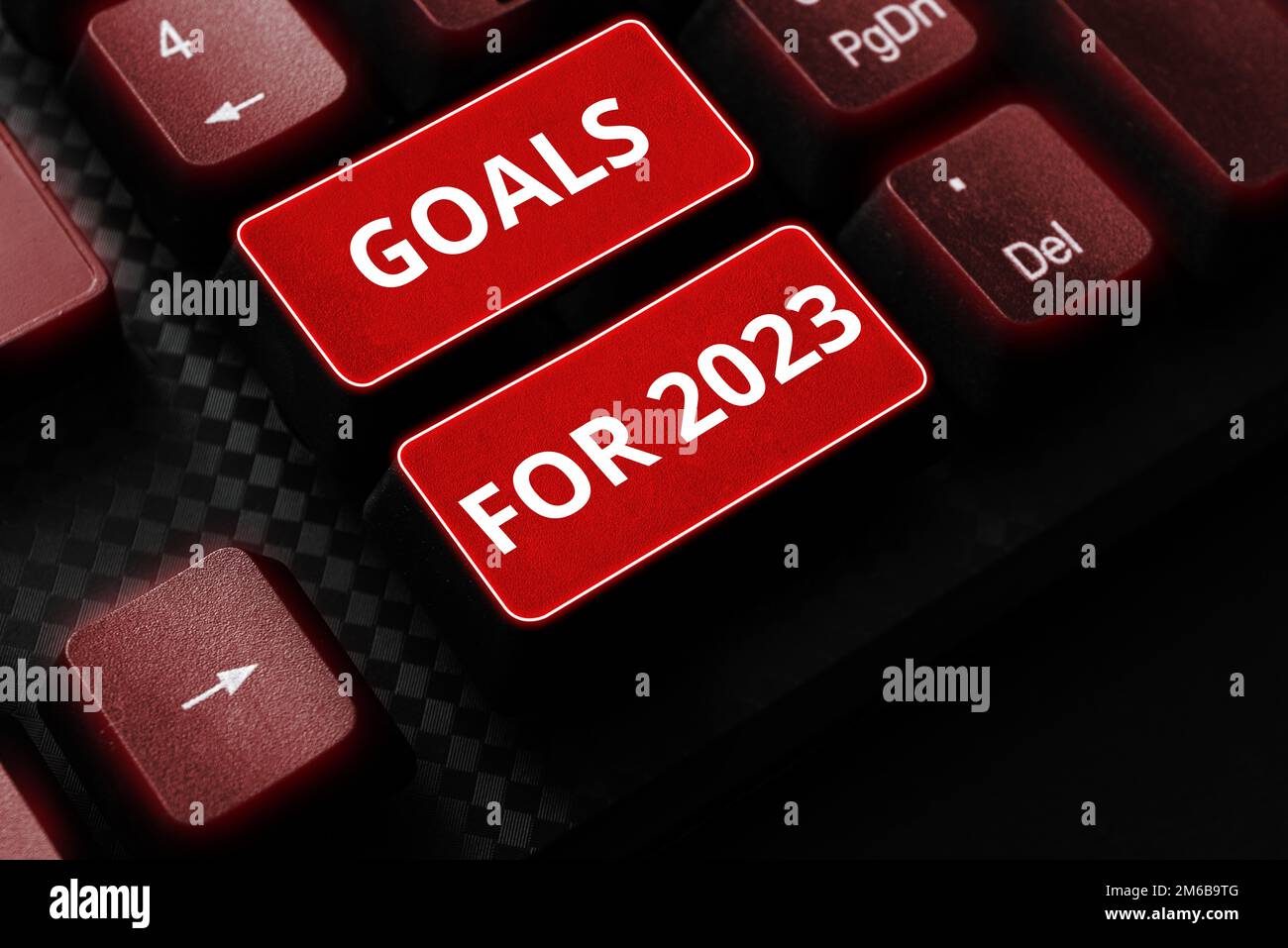 Handwriting text Goals For 2023. Word Written on The following things