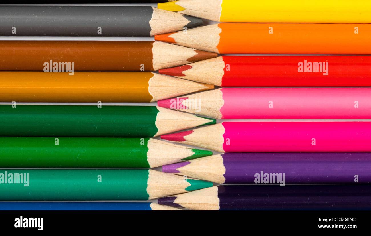 Pencils with tips in zigzag composition Stock Photo