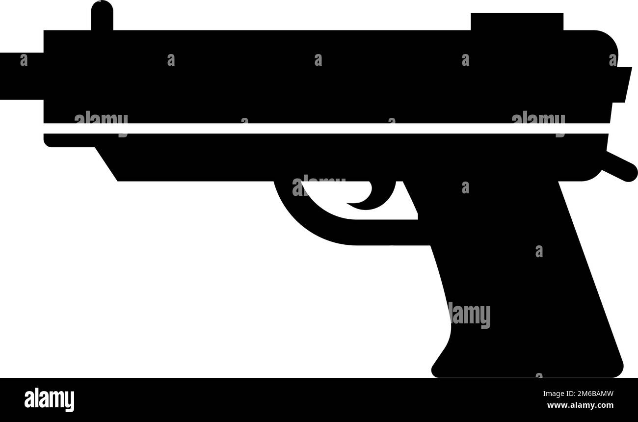 Handgun silhouette icon. Gun symbol. Weapon. Editable vector. Stock Vector