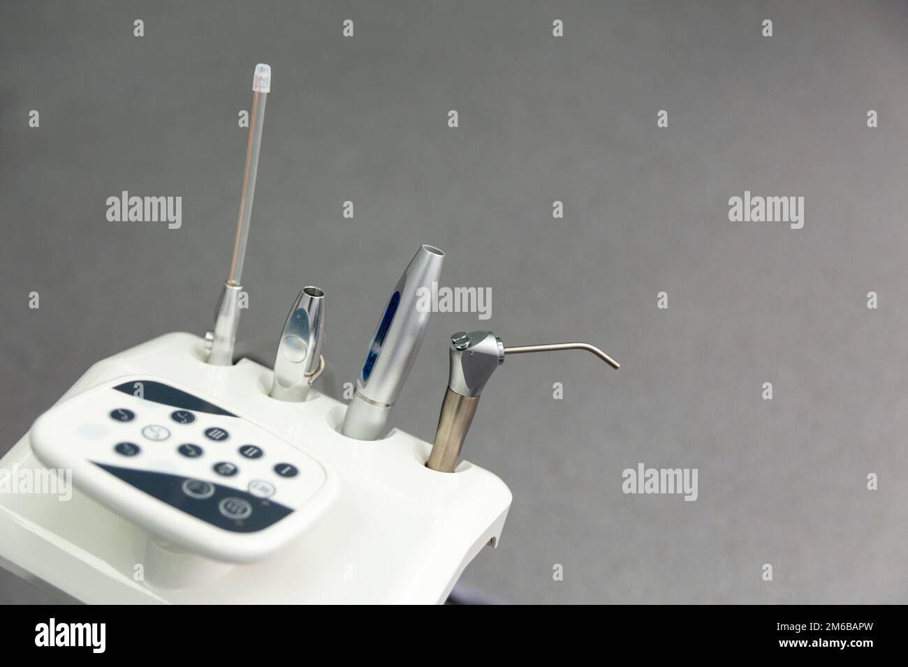 Closeup of a modern dentist tools, burnishers. Tools and drills in the dental office. The concept of health and beauty. Stock Photo