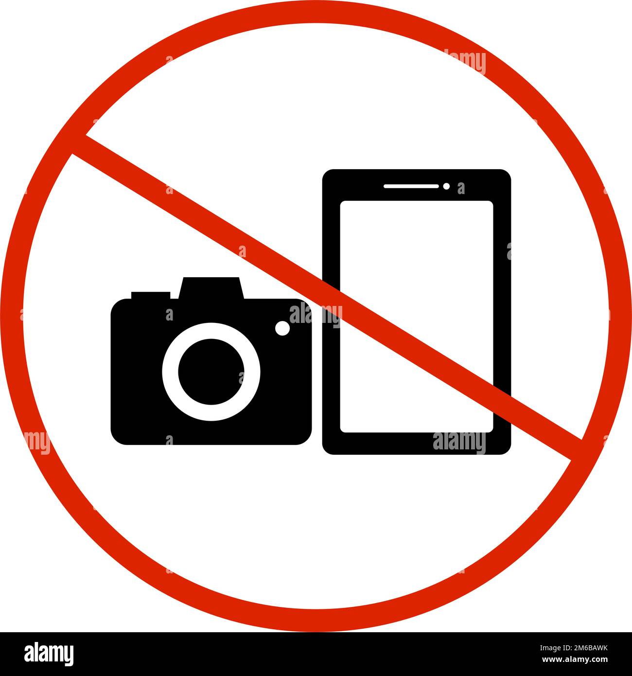 No photography sign. No camera or smart phone allowed. Editable vector. Stock Vector