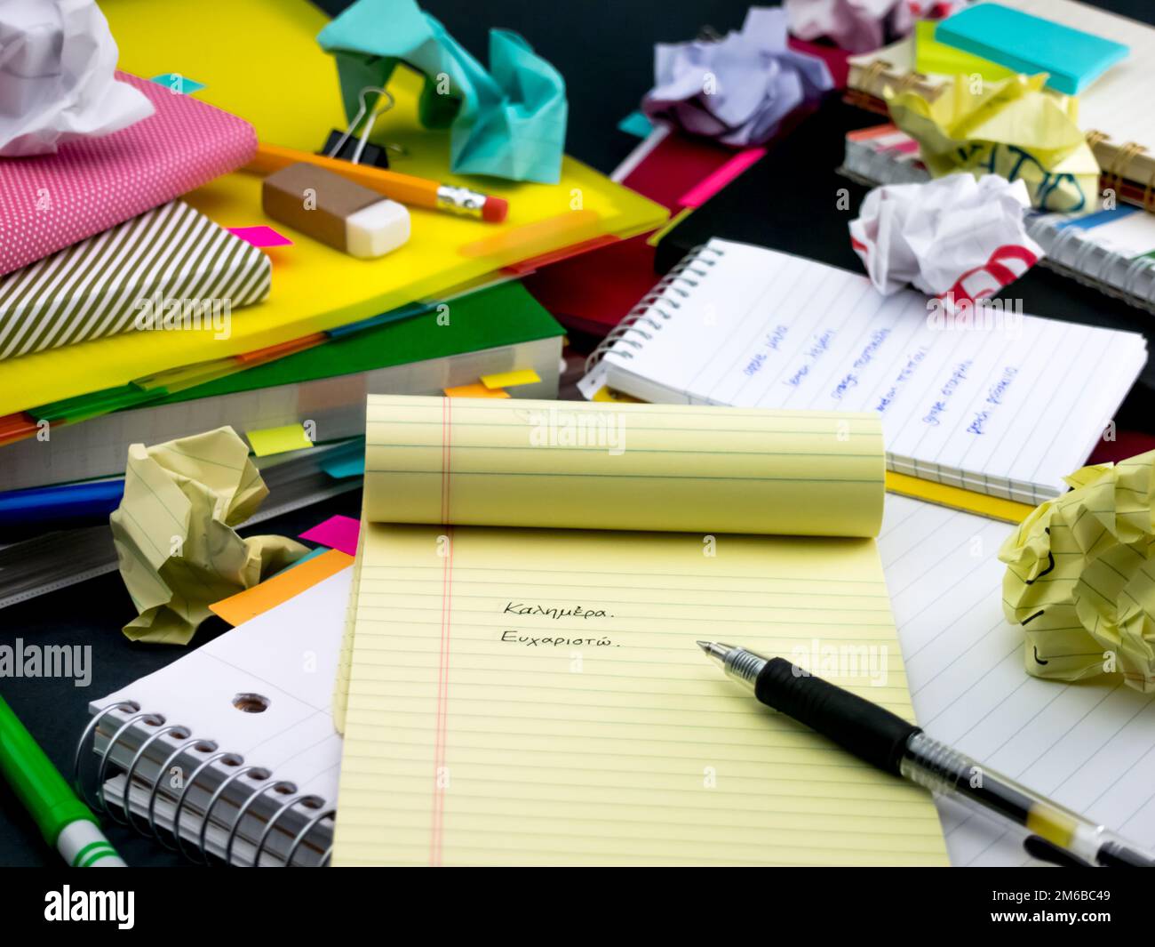 Learning New Language Writing Words Many Times on the Notebook; Greek