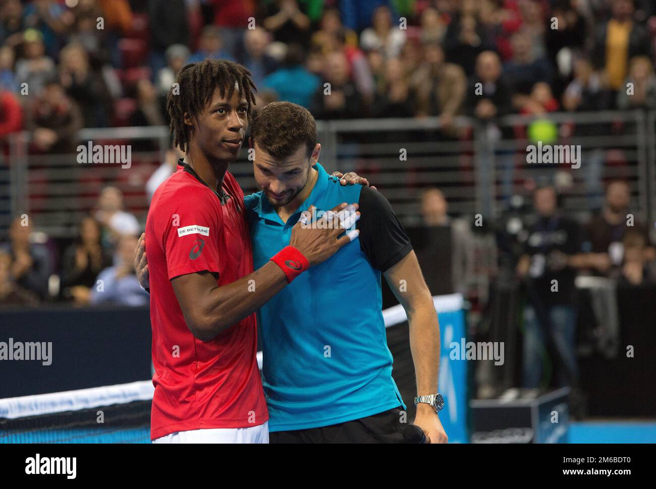 Grigor Dimitrov defeated Monfils in a demonstrative match in Arena Armeec hall, Sofia Stock Photo