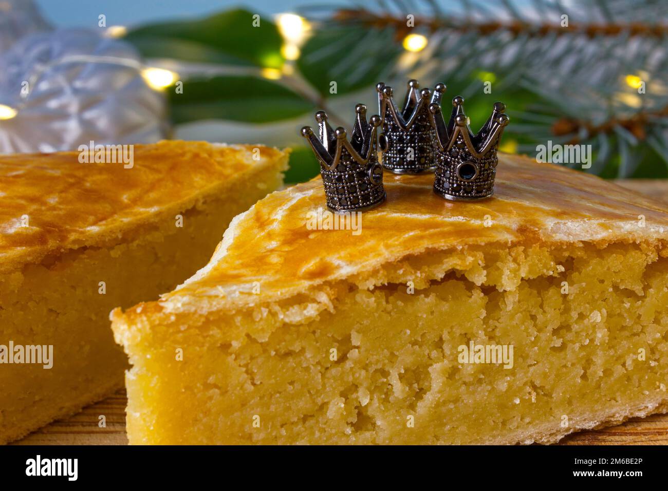 Three kings cake or galette des rois in French. Traditional epiphany
