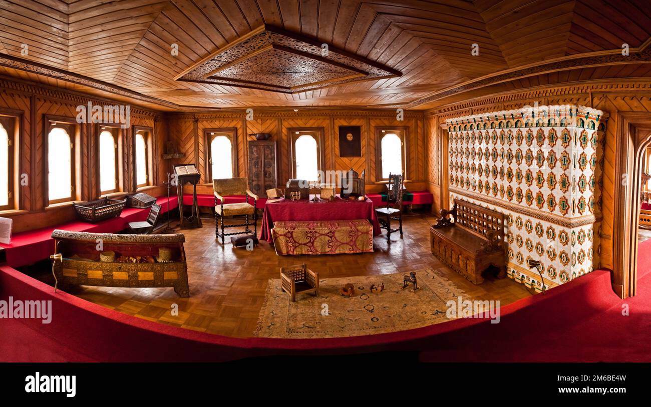 Traditional home interior Russian aristocracy of the 17th century. Romanov boyar chambers Stock Photo