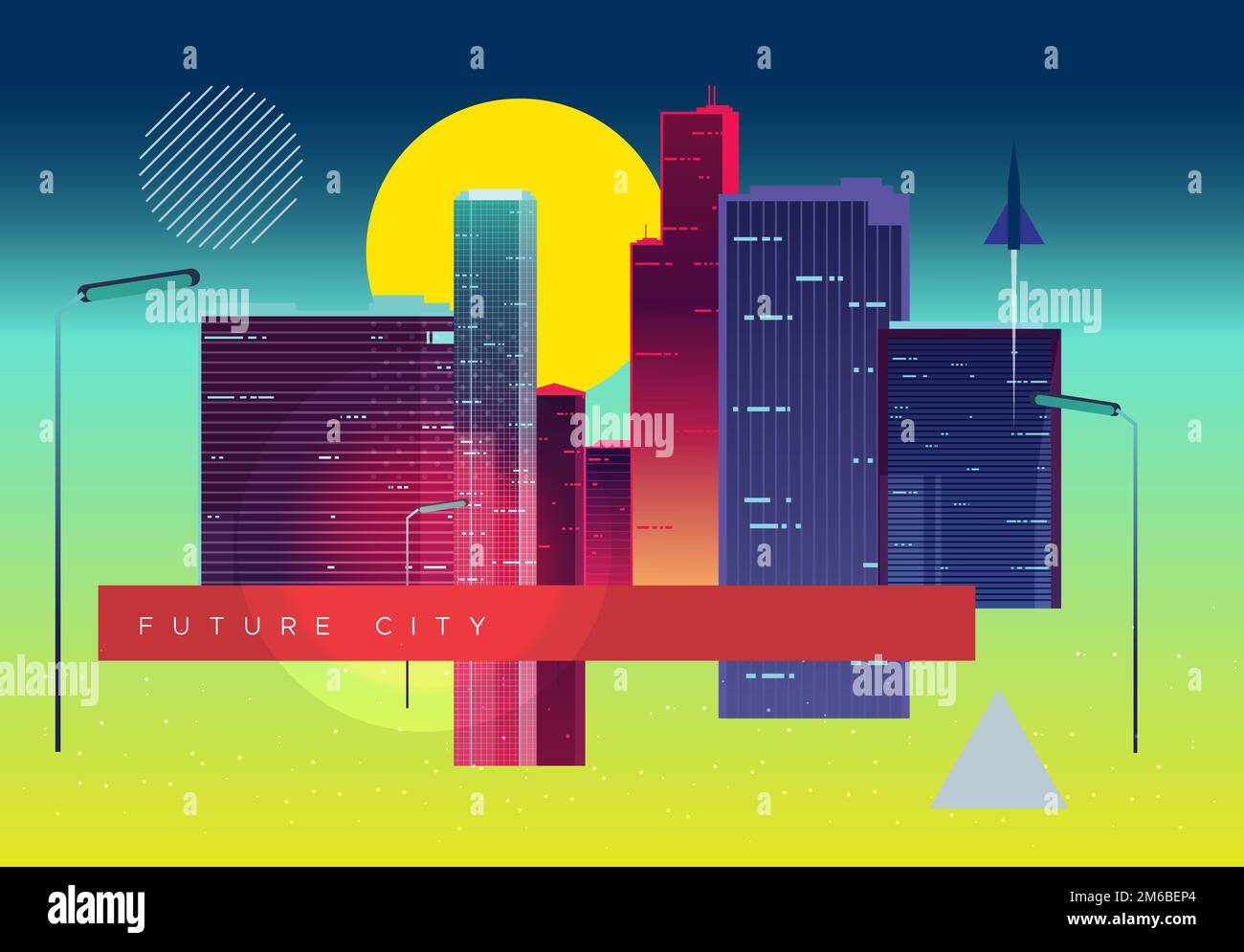 Abstract Futuristic City Building Skyline Composition - Stock ...