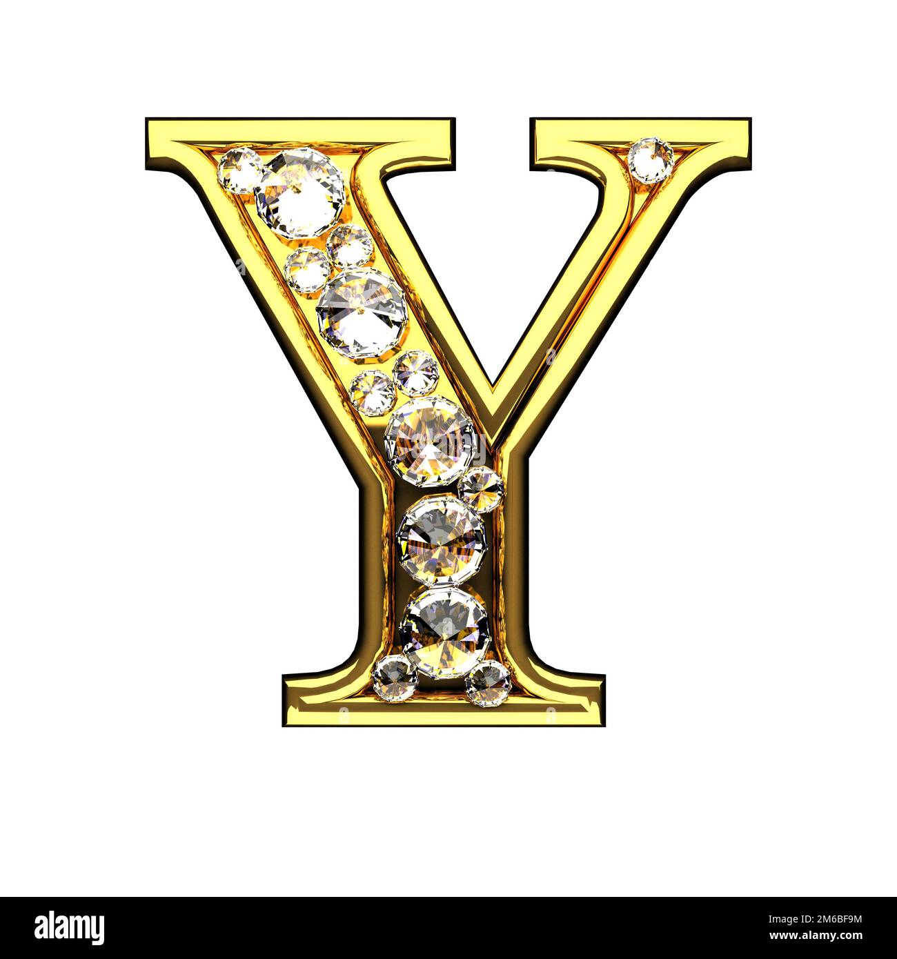 Y isolated golden letters with diamonds on white Stock Photo - Alamy
