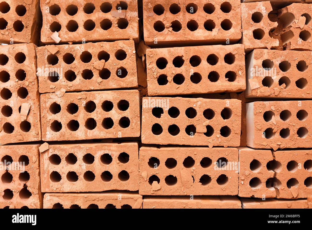 Bricks at the construction site - top view Stock Photo