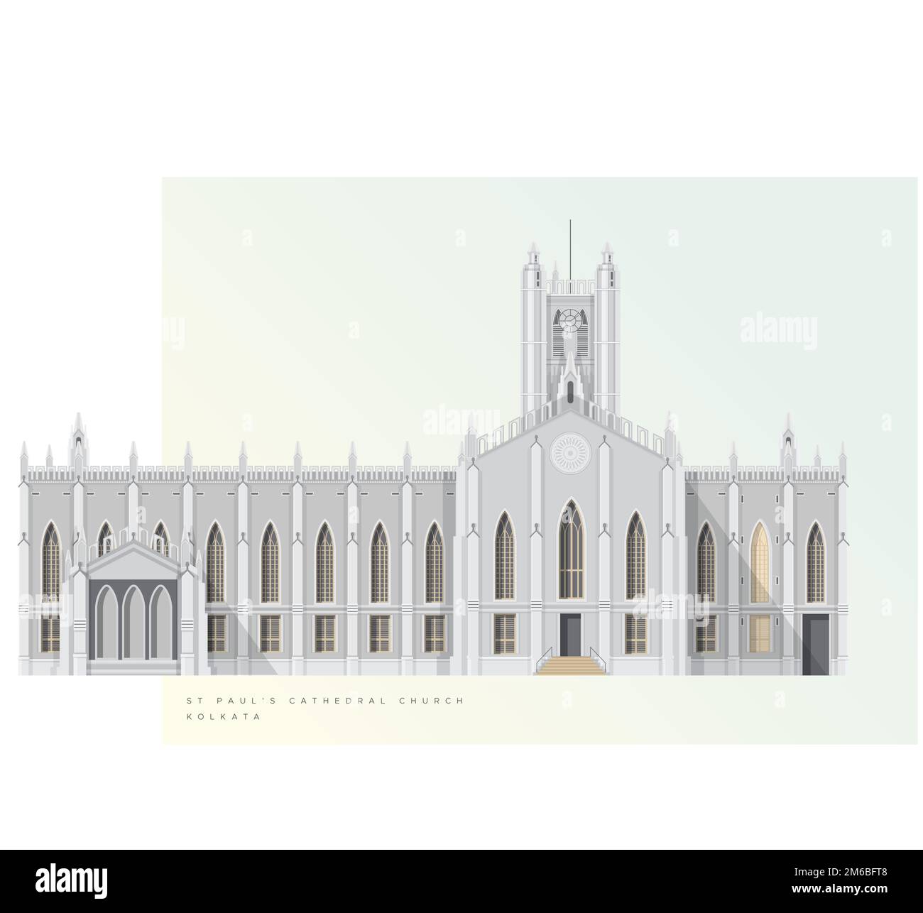 St Paul cathedral church kolkata Illustration as EPS 10 File Stock Vector