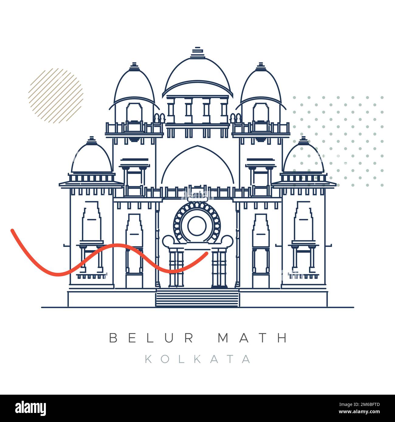 Kolkata City - Belur Math -  Icon Illustration as EPS 10 File Stock Vector