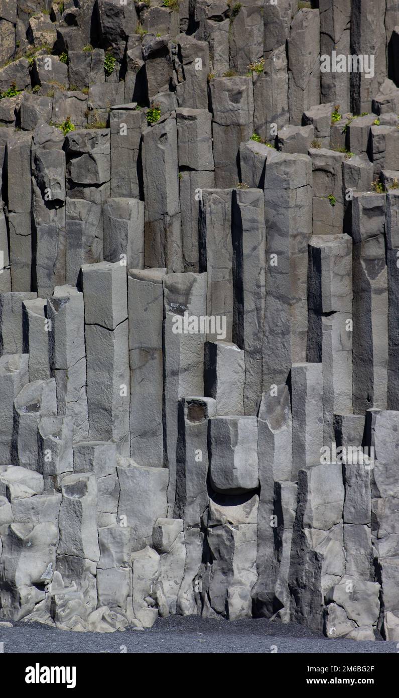 Basalt Rock Columns, Reynisfjara Beach Stock Photo