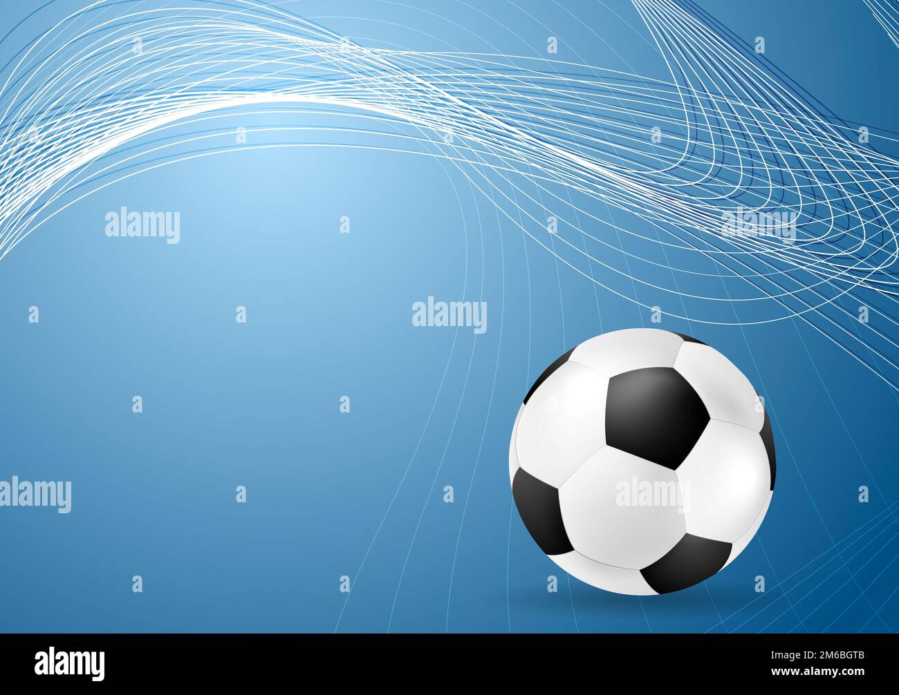 Abstract blue wavy soccer background with ball Stock Photo - Alamy