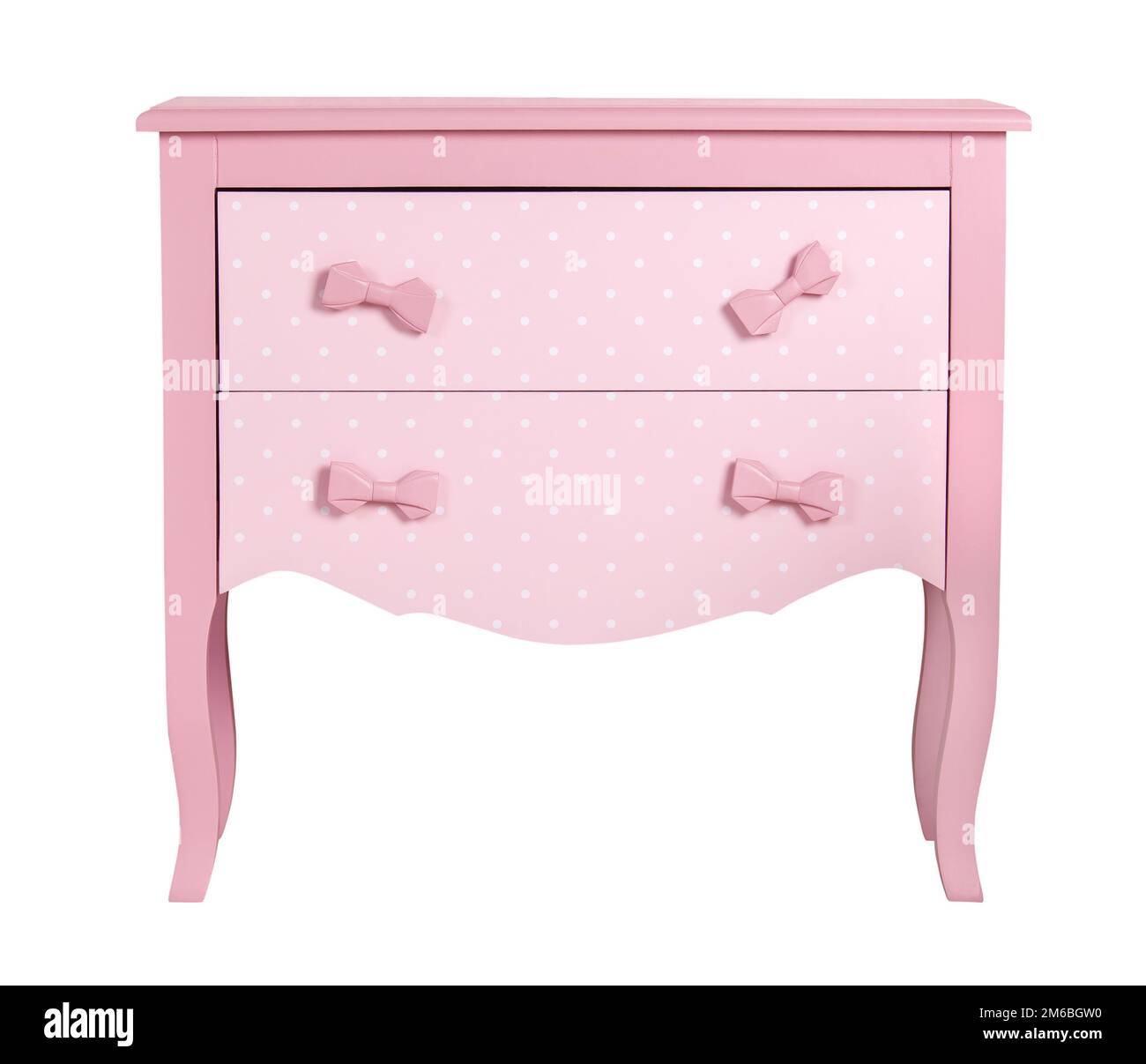 Pink children#39;s chest of drawers isolated Stock Photo