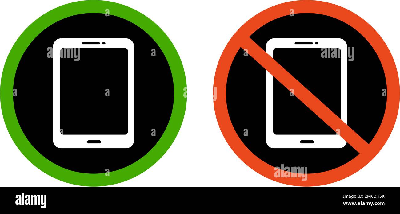 Cell phone usage restriction icon set. Editable vector. Stock Vector