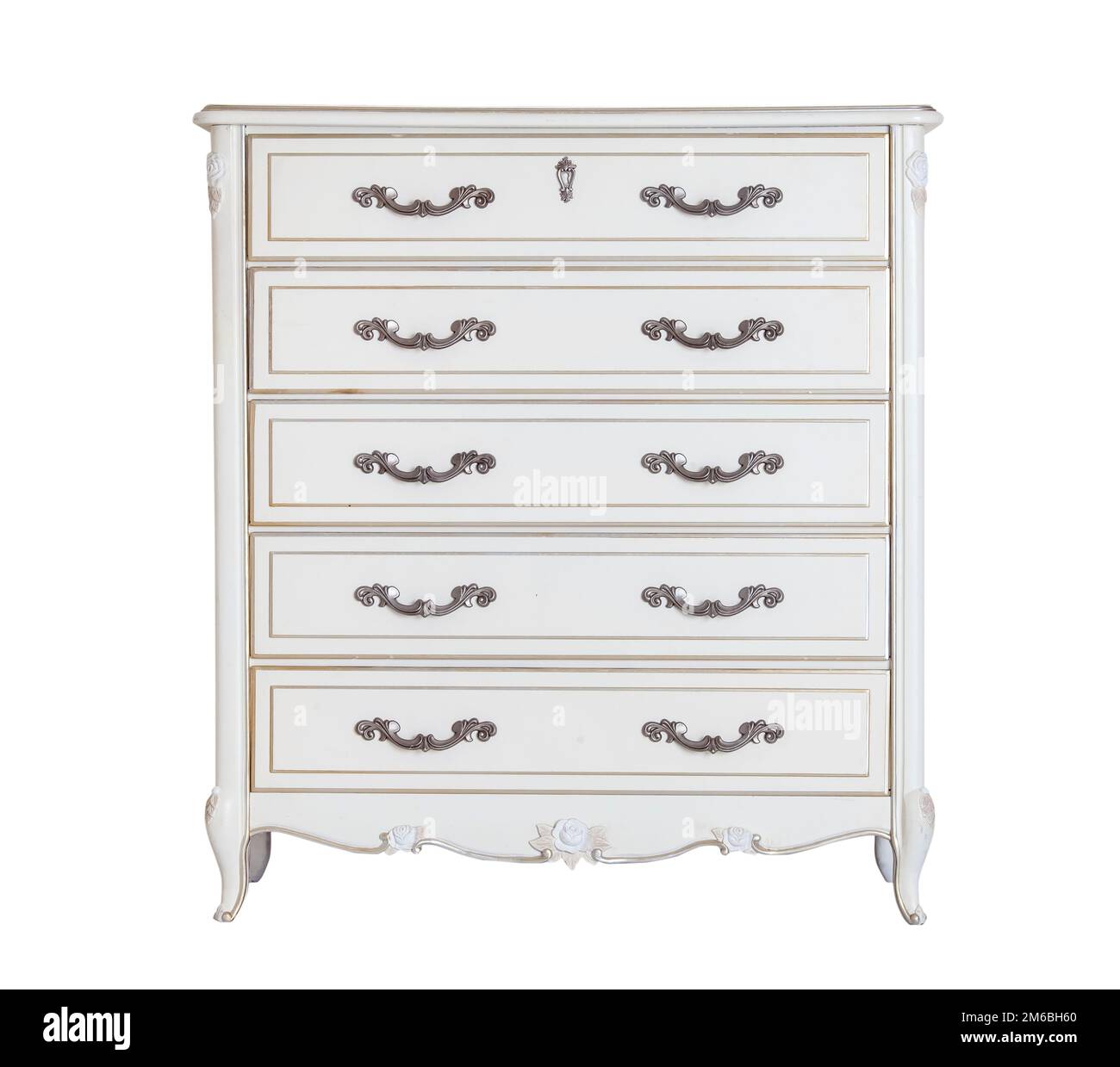 White retro chest of drawers isolated Stock Photo