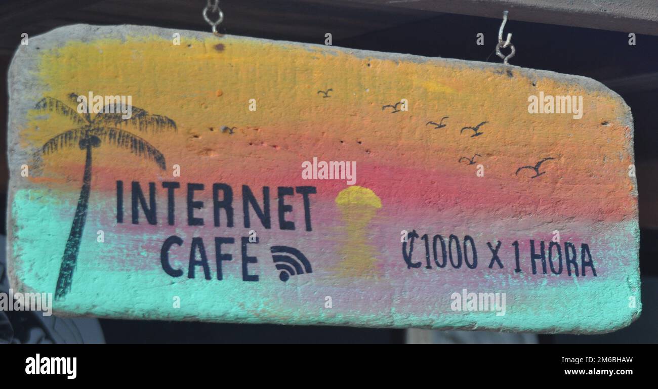 Internet Café Sign in Montezuma Costa Rica Stock Photo